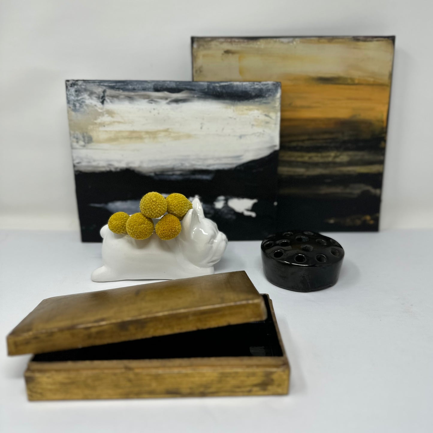 Antique Gold Paper Mache Box