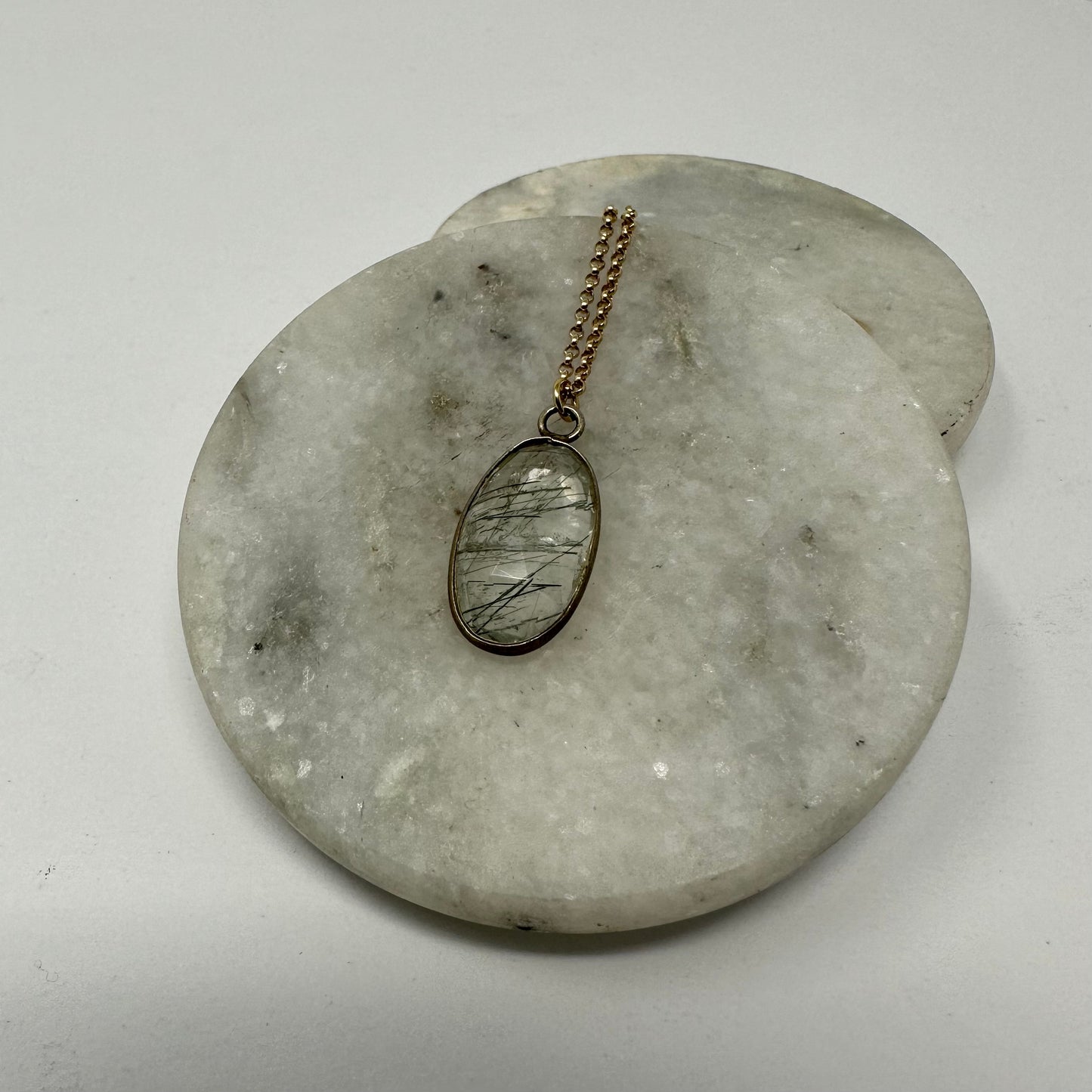 Rutilated quartz oval pendant