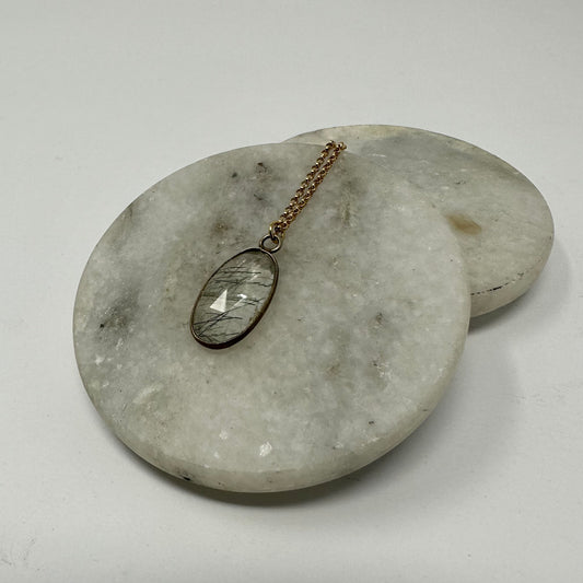 Rutilated quartz oval pendant