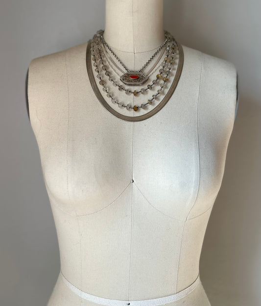 Rutilated Quart Beaded Necklace - long