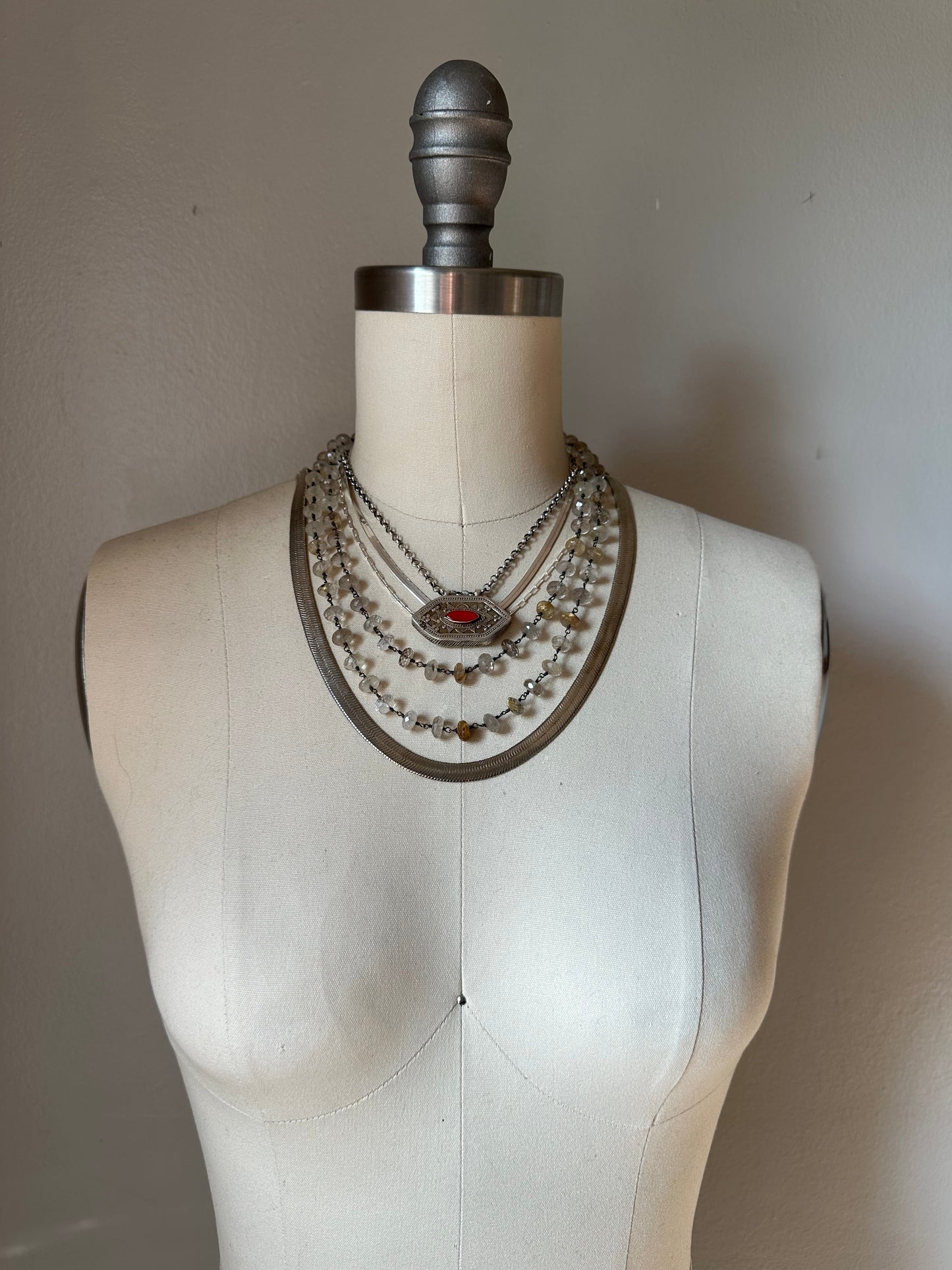 Rutilated Quart Beaded Necklace - short