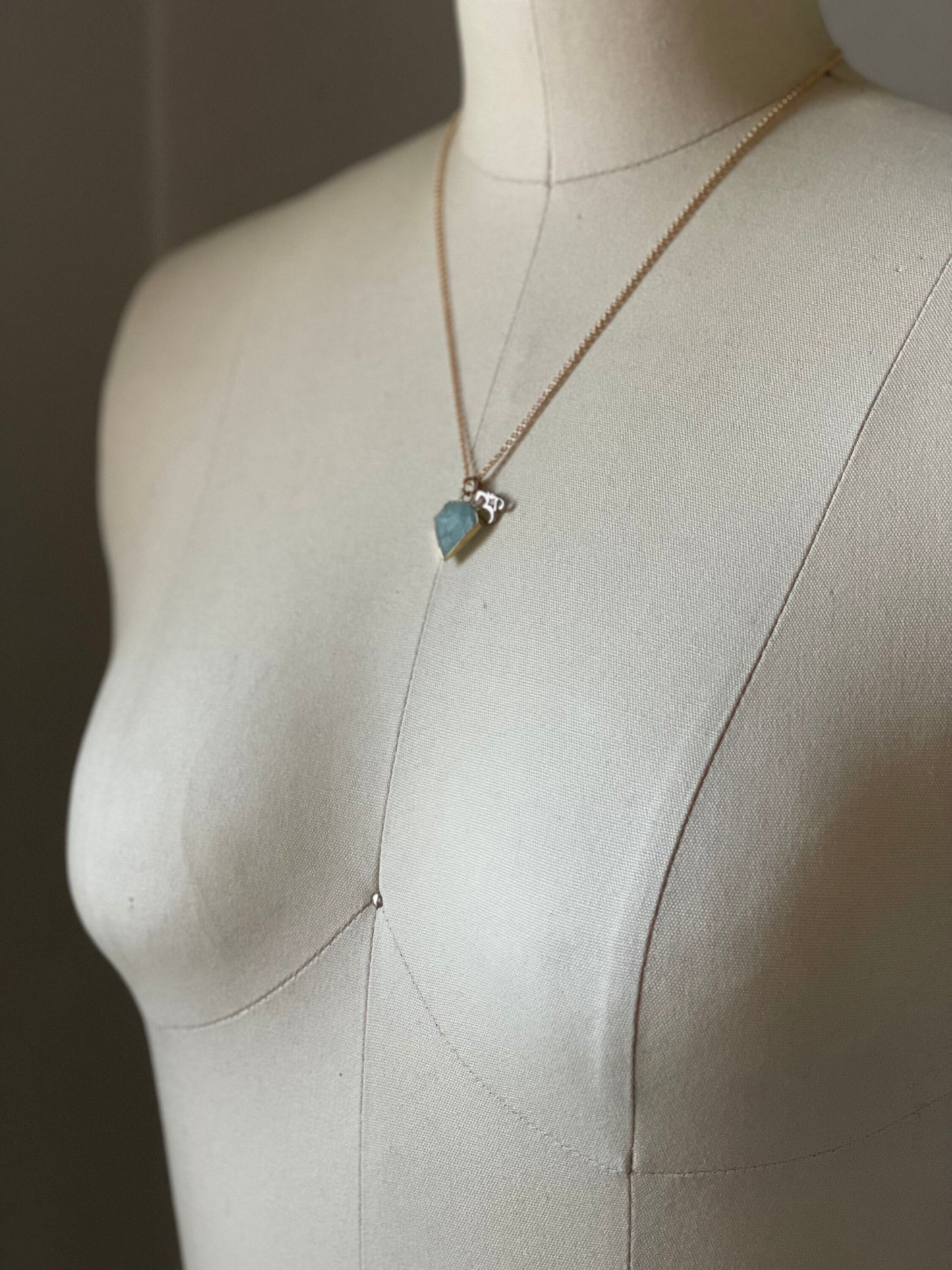 Aquamarine and Om pendant