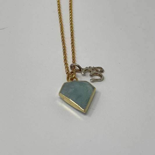 Aquamarine and Om pendant