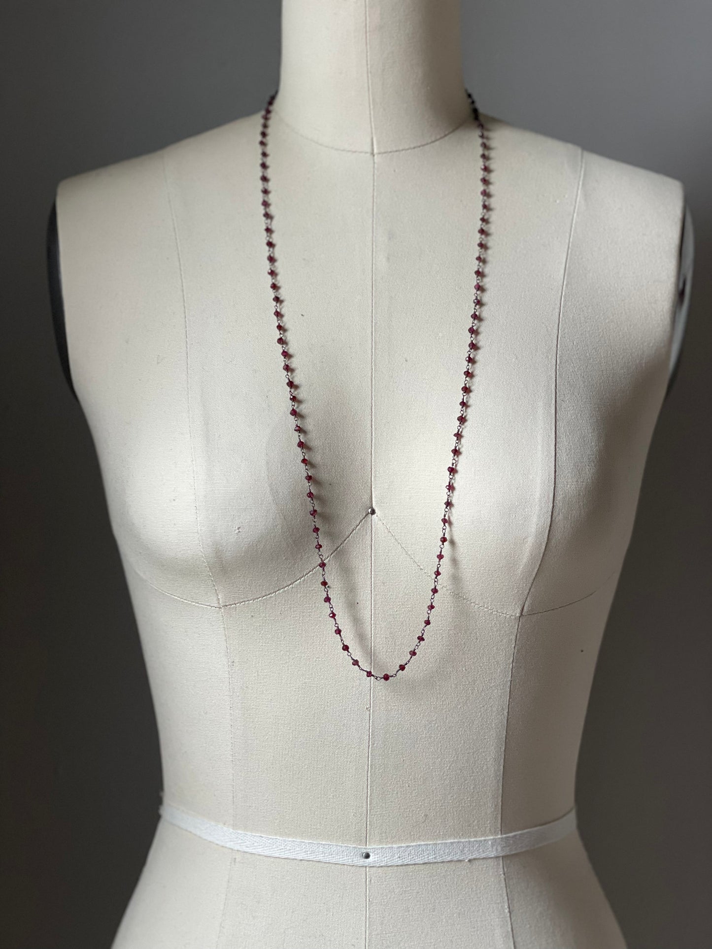 Beaded Garnet Long Necklace